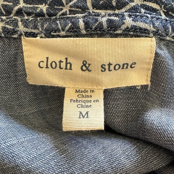 Cloth & Stone Women's V-Neck Short Sleeves Blue & White Dress Size M - Picture 6 of 8